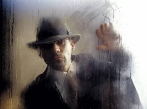 Private investigator peering through foggy glass – symbolizing secrecy and precision in Advanced Report Writing